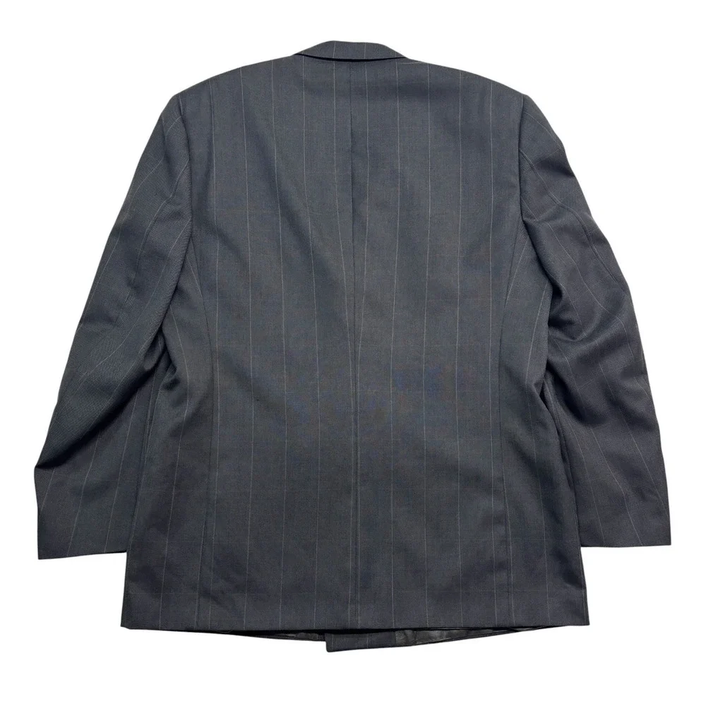 vtg 90s Christian Dior 44L 36x32 Gray Windowpane Pant Suit Double Breasted USA